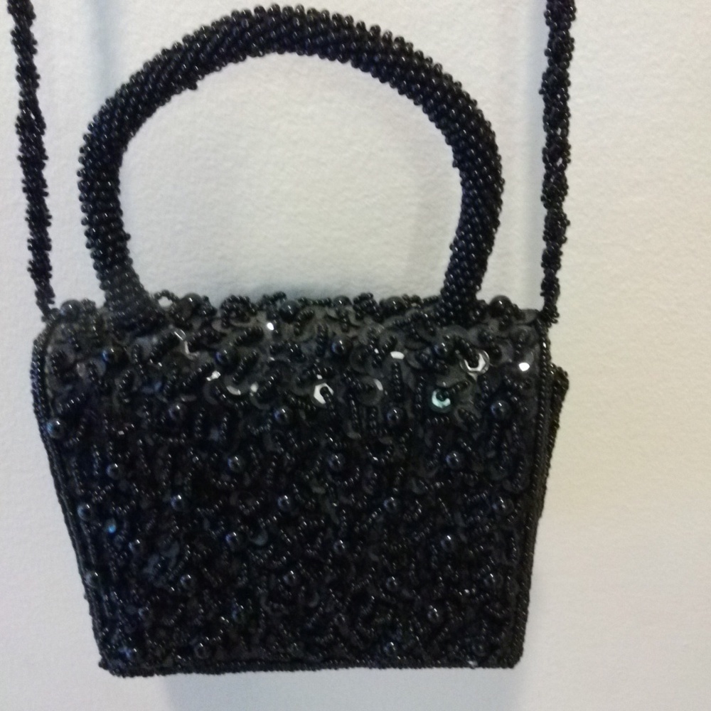 Black Beaded and Sequins Minaudiere